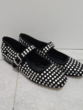 Sam Edelman Black Studded Mary Jane Flats